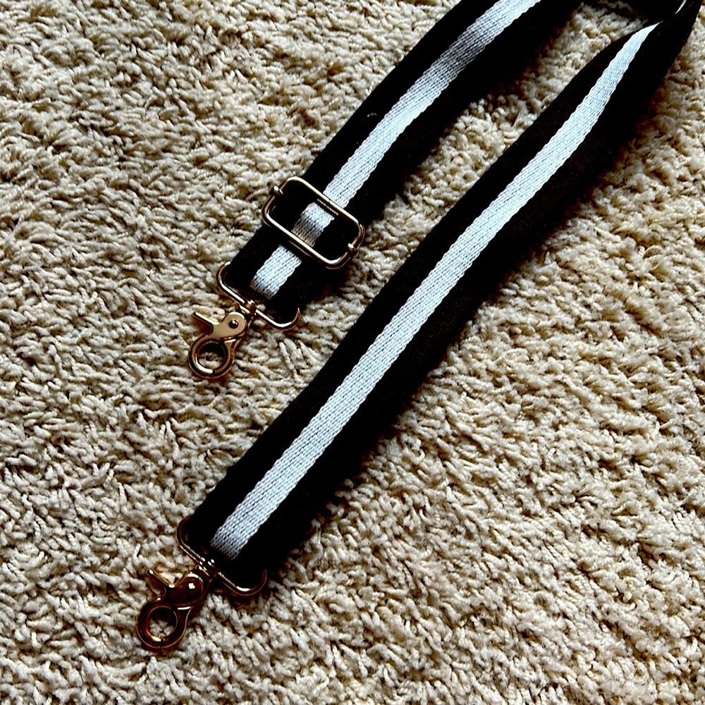 Brown and white striped crossbody strap
